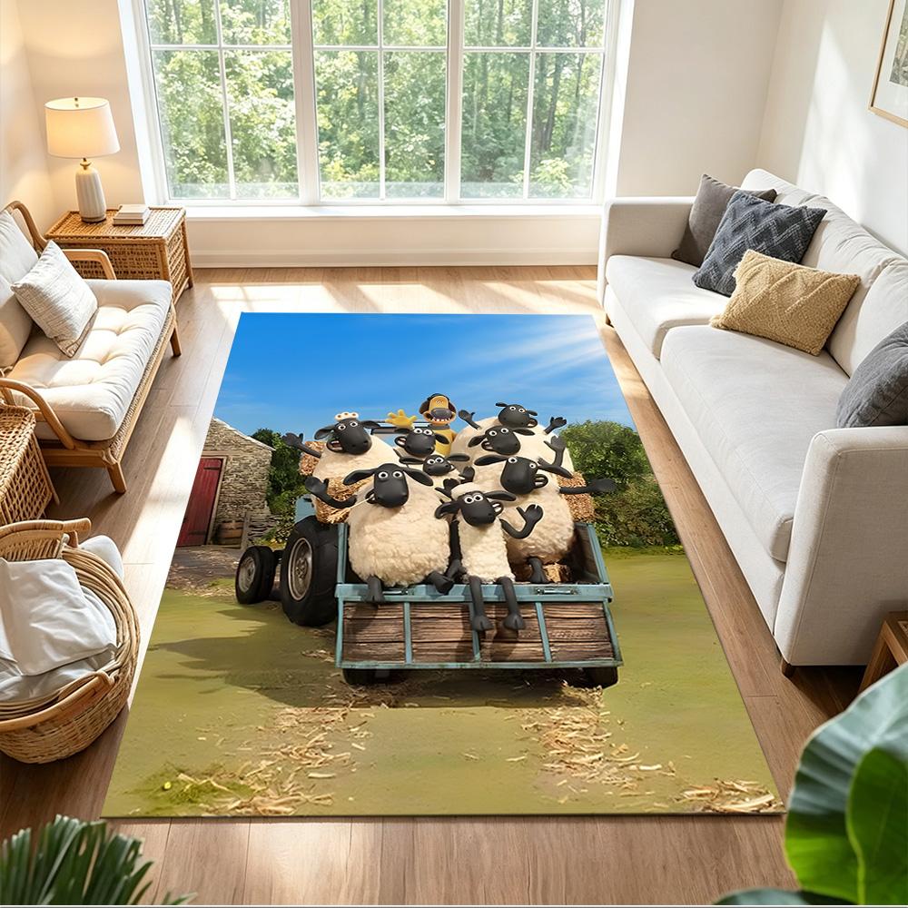 Shaun Sheep Washable Door Mat Durable Anti-slip Backing Non-slip Bottom Pet-friendly Living Room Elegant Luxury Rug Holiday Home Gift