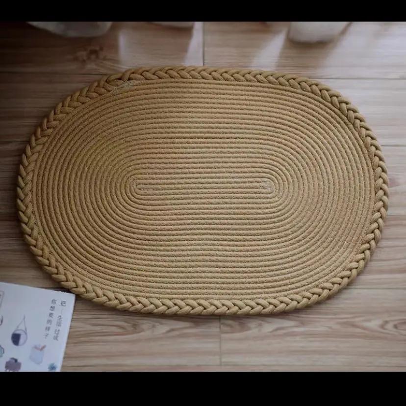 

HeMu Многоцветный Прямоугольный Тканый Хлопковый Ковер Кабинеты Спальни Ковры Татами Японский Прикроватный Впитывающий Коврик для Пола 450MMx650MM хаки