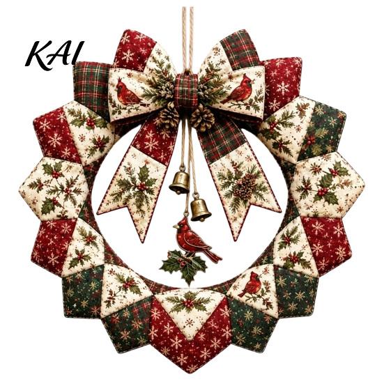 Pastoral Style Home Decoration DIY Patchwork Garland Crafting Kit, Retro Floral Fabric Set with Bells Spring Seasonal Door Ornament And Simulated