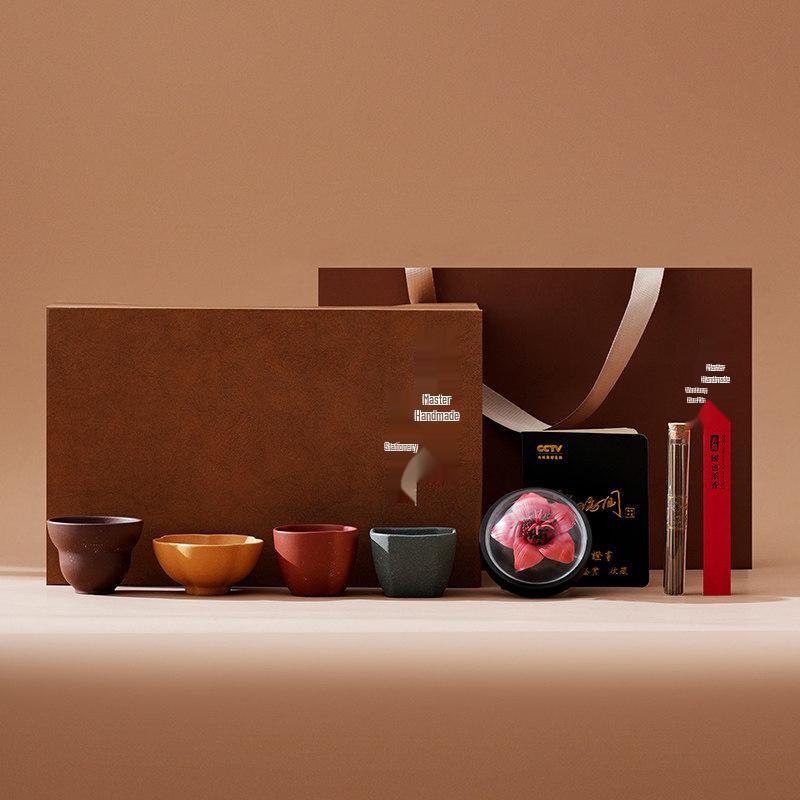 

Good Luck Ceramic Kapok Incense Holder & Zisha Teacup Set - Gift for Friends, Newlyweds, Birthdays.