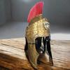 Roman Gladiator Helmet with Red Crest and Brass Queen Crest Handcrafted Medieval Warrior Armor Gift