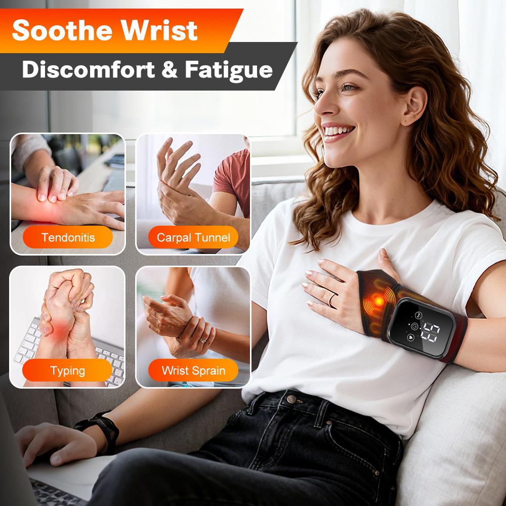 Electric Heating & Vibration Wrist Support Massager with Hot Compress