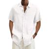 Men Cotton Linen Men's Short-Sleeved Shirts Summer Solid Color Turn-down Collar Casual Beach Style Plus Size Tops