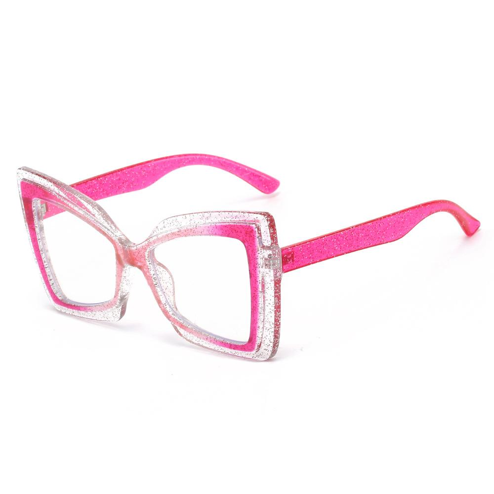 

Color-Block Cat Eye Oversized Clear Glasses - Bow Decor Frames | Trendy Instagram Hip-Hop Style for Women розовый
