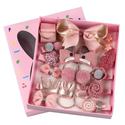 Meninas Rosa Desenho Animado Fofo Conjunto de Presilha de Cabelo e Elástico Infantil Criança Acessórios de Cabelo Suporte de Rabo de Cavalo Garra