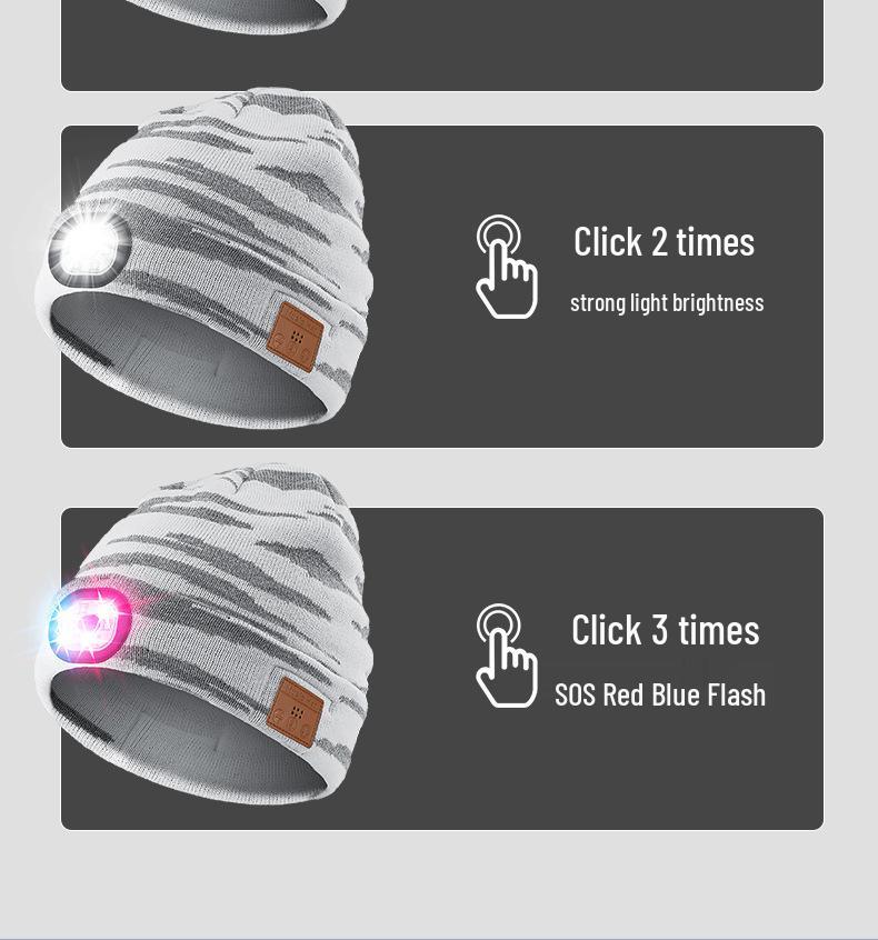 Washable Bluetooth LED Music Earphone Knitted Hat