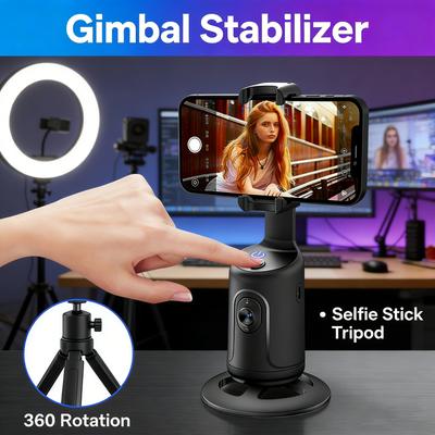 Stabilisateur Intelligent pour Smartphone Suivi Rotation 360 Stabilisateur Portatif Perche à Selfie Trépied pour Photographie en Direct