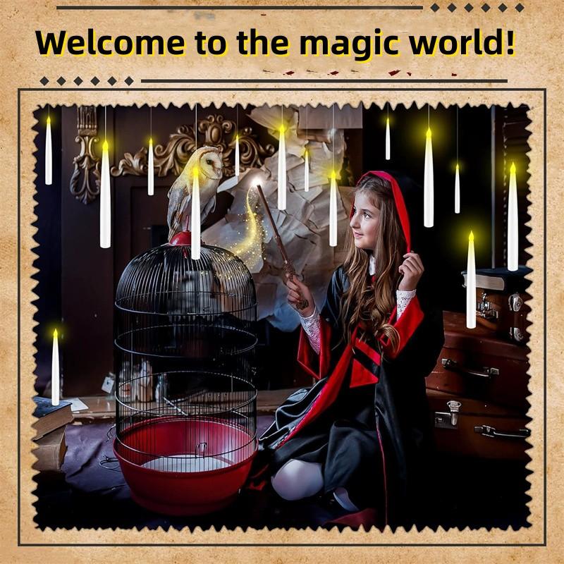 Halloween Decoration Floating LED Candles 10/20PC Flameless Flicker Candle with Magic Wand Remote Control For Christmas Birthday