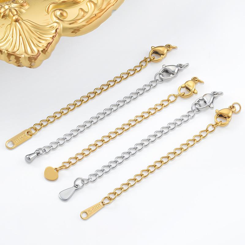 Stainless Steel Extended Chain Water Drop Tail Chain Love Tail Chain Vacuum Furnace Electroplating Necklace Bracelet Diy Jewelry