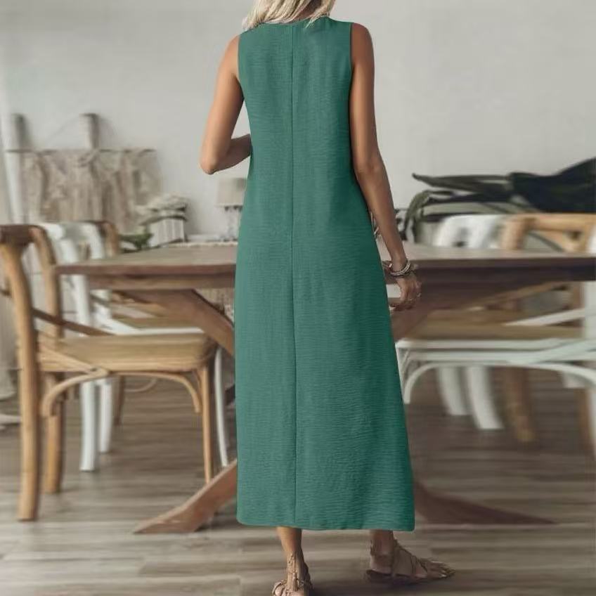 Women's Sleeveless V-Neck Long Maxi Dress