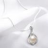 Fashion Jewelry Silver Plated Crystal Pearl Pendant Necklace Chain Women Gift