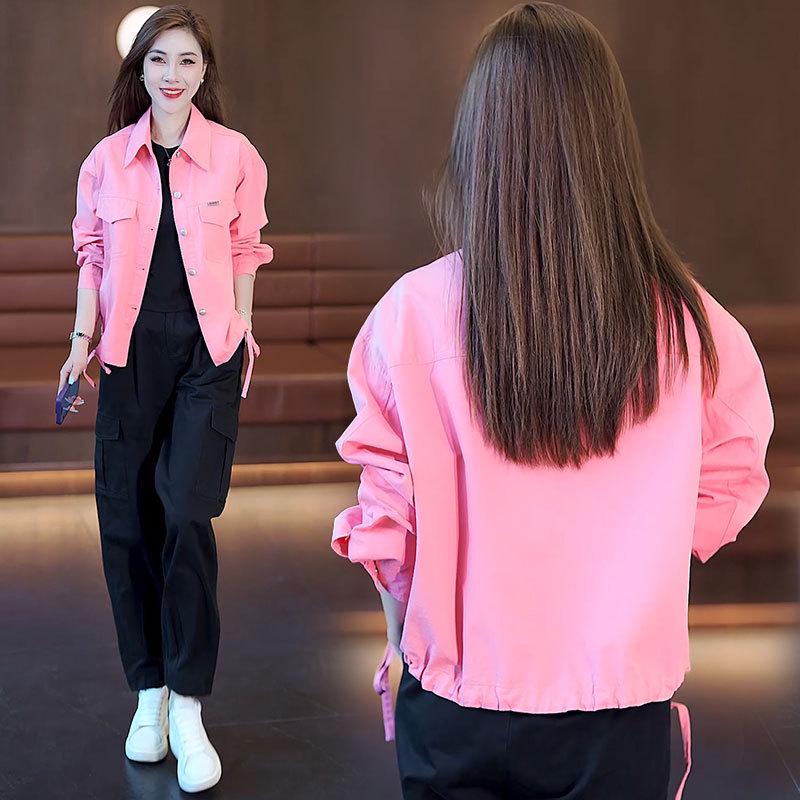 

Women s Caramel Workwear Shirt: Loose, Slimming, Casual Spring/Autumn Jacket 2XL рожевий