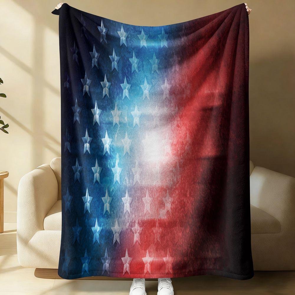 Vintage American Flag Throw Blanket Soft Flannel Blanket Patriotic Bedding Decor Cozy Fleece Blanket Gift Blanket for Home 100cmx150cm