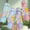 1PC Easter Bunny Candy Cartoon Print 750ml Color Plastic Sports Water Bottle Leakproof Flip Straw Lid Suitable for Sports Office Home Use