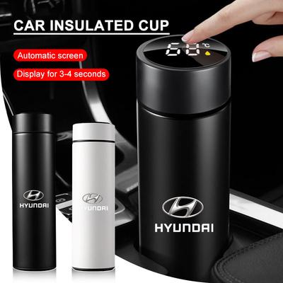 Car Smart Thermos Bottle With Temperature Display Coffee Cup For I30 Accent Creta Kona IX35 I40 Getz Sonata Elantra Veloster