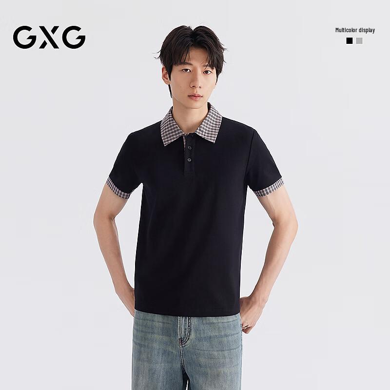 GXG Men s Faux Two-Piece Retro Plaid Polo Shirt XXL