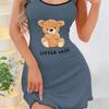 Women Suspender Skirt Ladies Short Skirt Comfortable Pajamas Leisure Homewear Sexy Outside Letters Bear Printed One-Piece-Dress