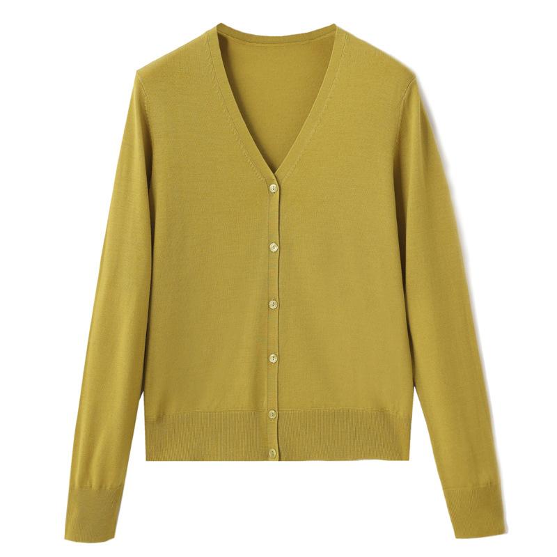 V-neck Long-sleeved Cardigan Women's Spring and Autumn New Korean Version Loose and Versatile Thin Sweater Jacket