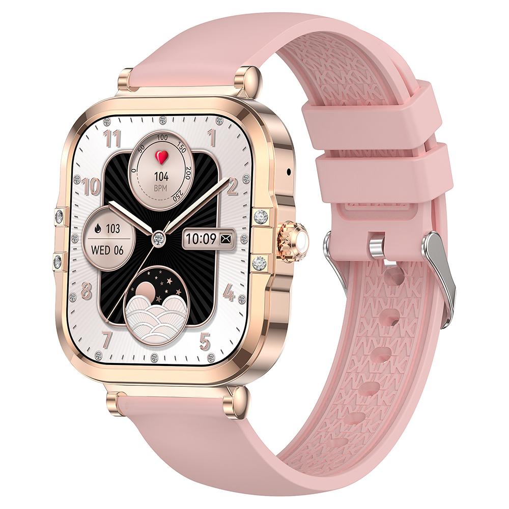 HK82 1.75-inch AMOLED Square Screen NFC Smart Watch Health Monitor Wrist Watch, Silicone Strap