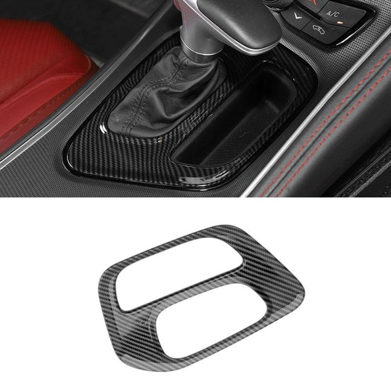 

For Dodge Challenger 2015- LHD ABS Carbon Fiber Style Car Center Console Gear Shift Panel Water Cup Holder Cover Frame Trim A