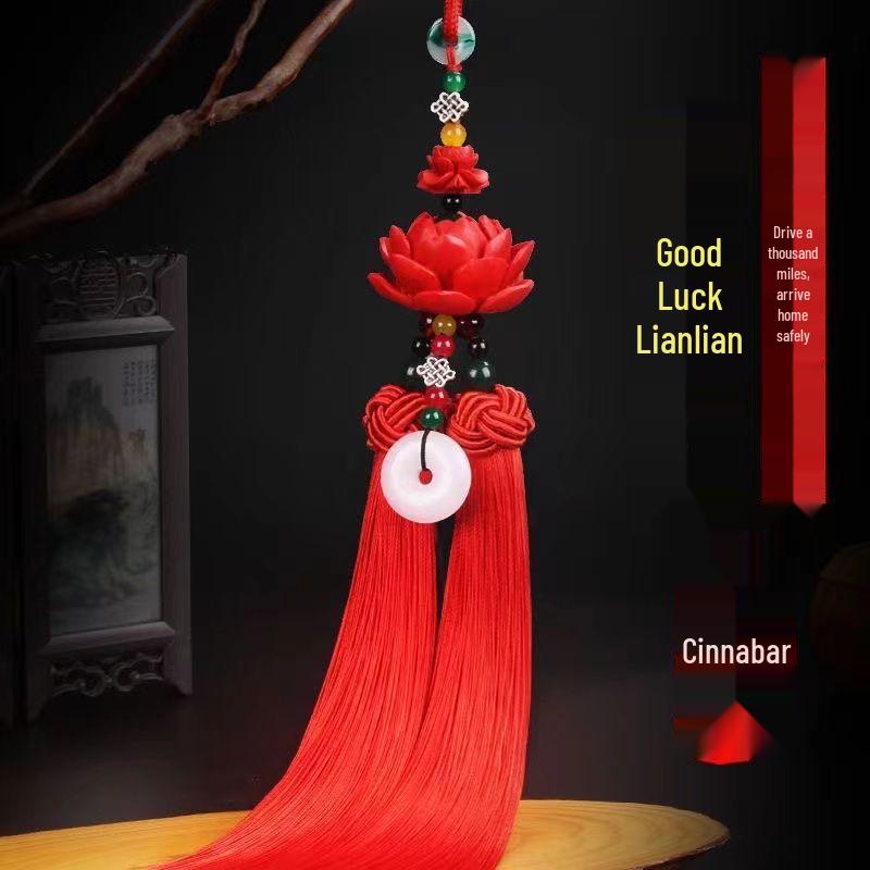 Lotus Car Pendant: High-End Gourd Charm for Safe Entry & Exit - Chinese Style New Car Accessory Standard