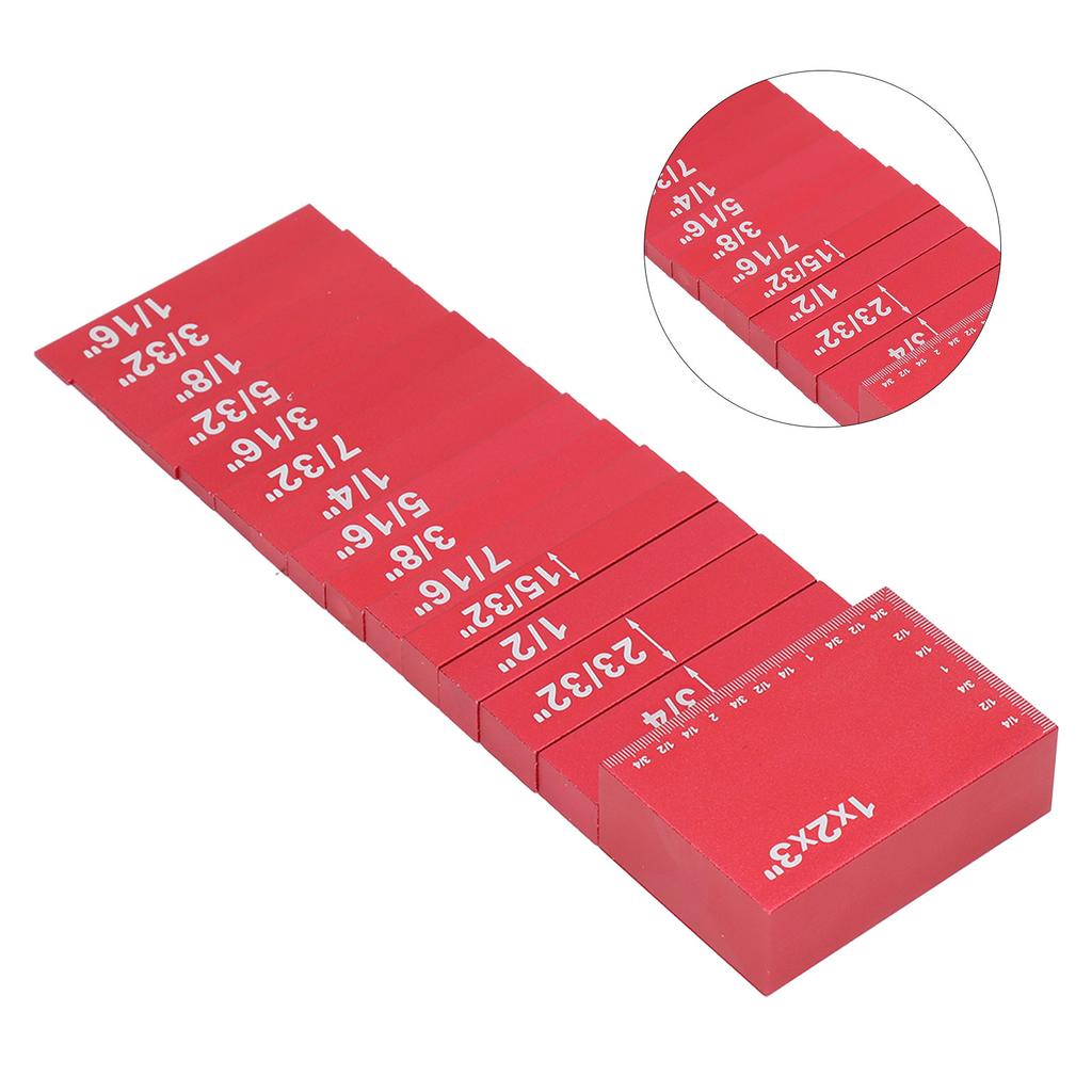 15pcs Setup Blocks Engraved Size Aluminum Alloy High Strength Height Gauge Set for Woodworking