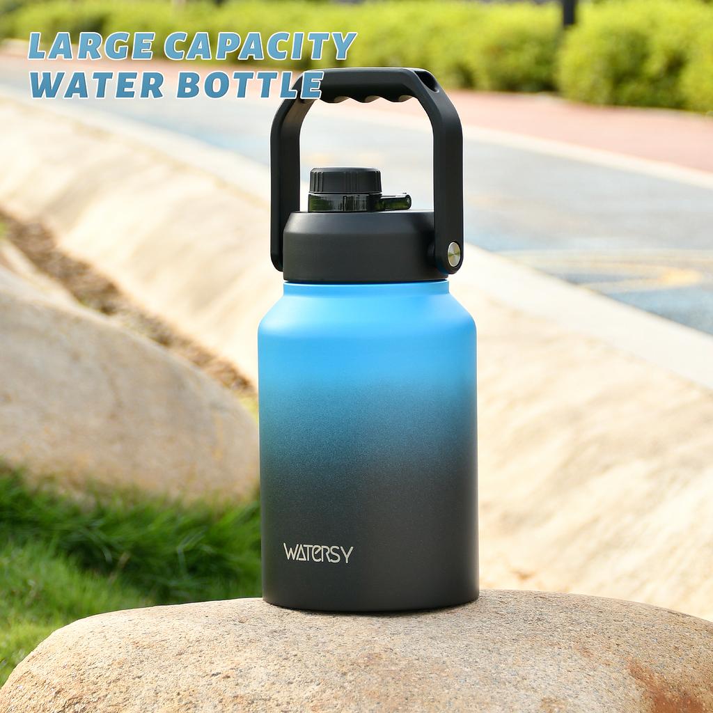 WATERSY 1.8L Insulated Water Bottle 64oz Stainless Steel Thermal Large Capacity with Handle for Outdoor Camping Vacuum Flask