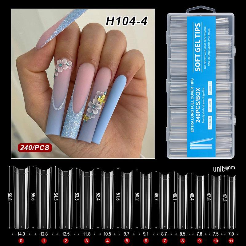 XXXL Denim Water Pipe Nail Art Set - 240 Transparent Ballet Nail Stickers