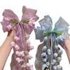 Sweet Fairy Flower Hair Clip Long Ribbon Flower Hairpin Temperament Lace Bow Duckbill Clip  Women