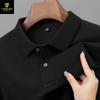 Autumn And Winter Lapel Slit Men'S Polo Shirt 100% Pure Cotton Hexagonal Beads Double-Sided Men'S Polo Shirt Long Sleeve