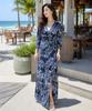 Helingbon Women'S Tropical Robe Cardigan V-Neck 3/4 Sleeve Wrap Long Dress He057