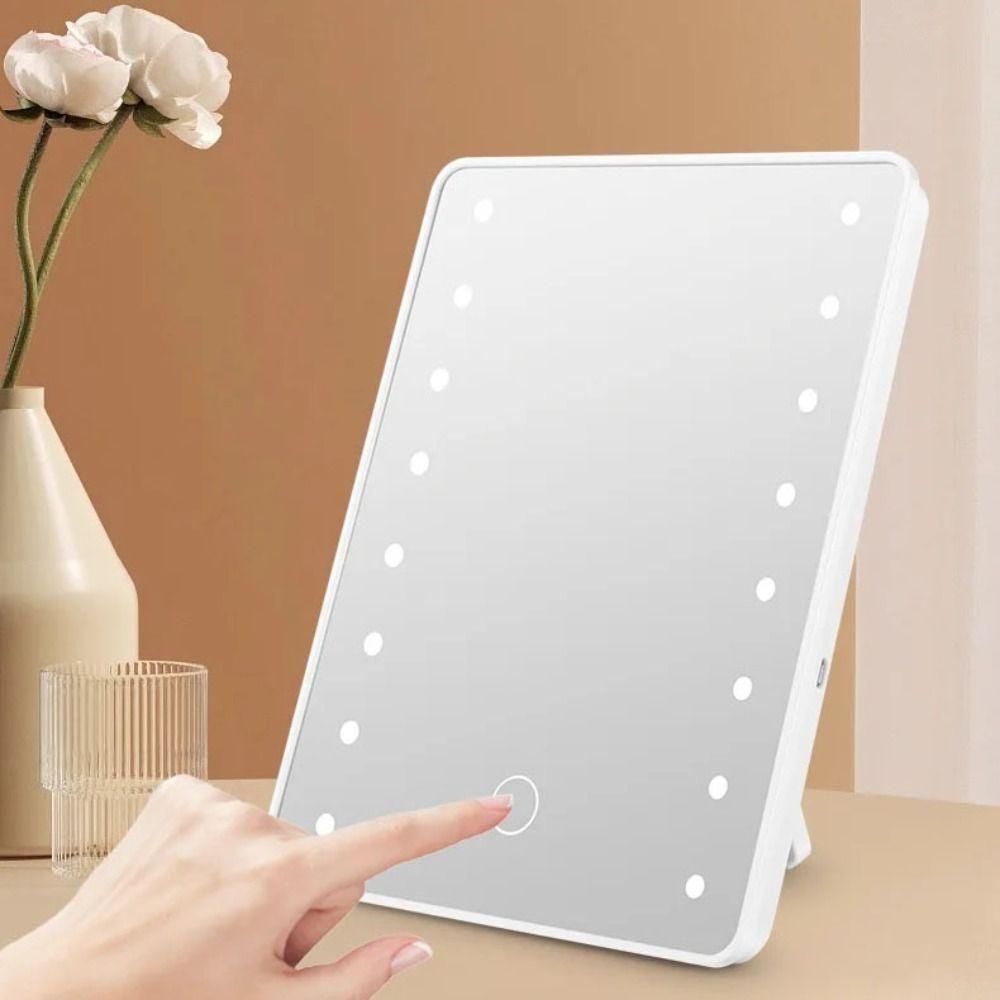 Charging Desktop Cosmetic Mirror Dimmable Table Makeup Mirror Portable Vanity Mirror  Makeup