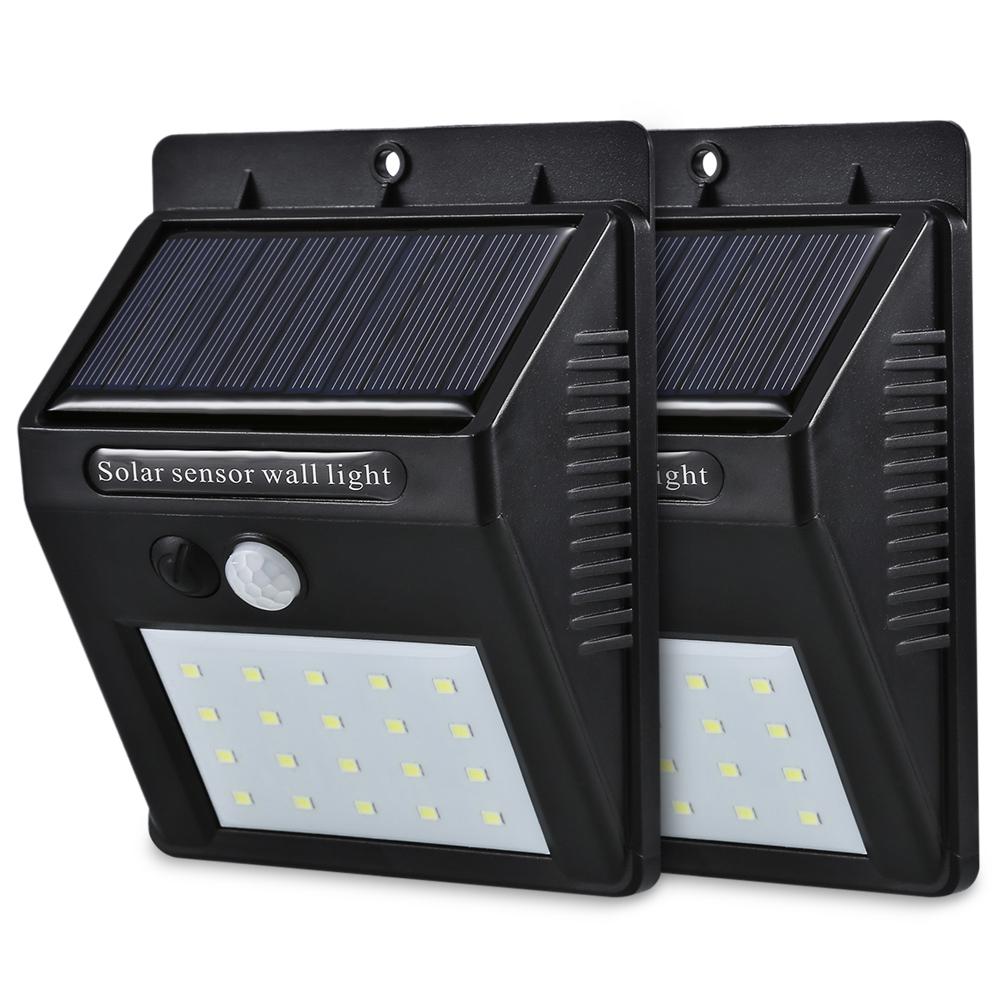 Premium 2PCS 20 LEDs Solar Motion Sensor Wall Light IP65 Waterproof For Outdoors Garden Emergency Patio Yard Garage Lamp