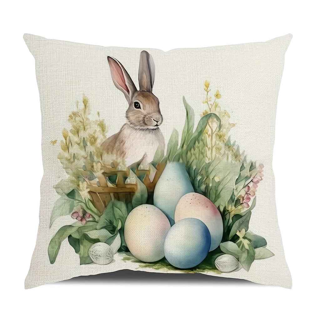 New Cute Easter Bunny Sofa Pillowcase with Zipper Polyester Cushion Cover Print Pattern Soft Pillow Cases Home Party Decor