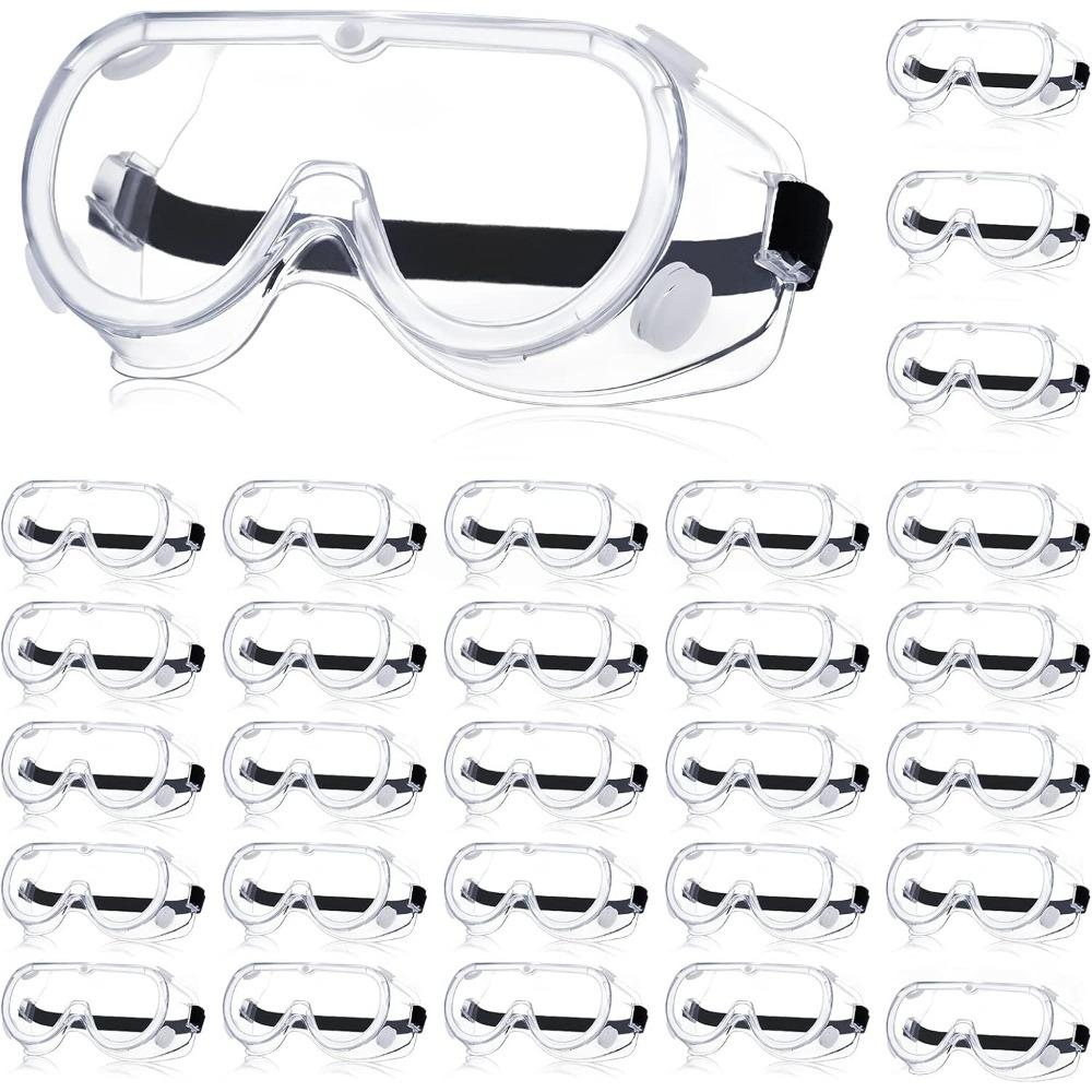 

30 Pack Protective Safety Goggles Clear Lab Goggles Over Glasses Anti Fog Eye Protection Goggles for Men Women (Clear)