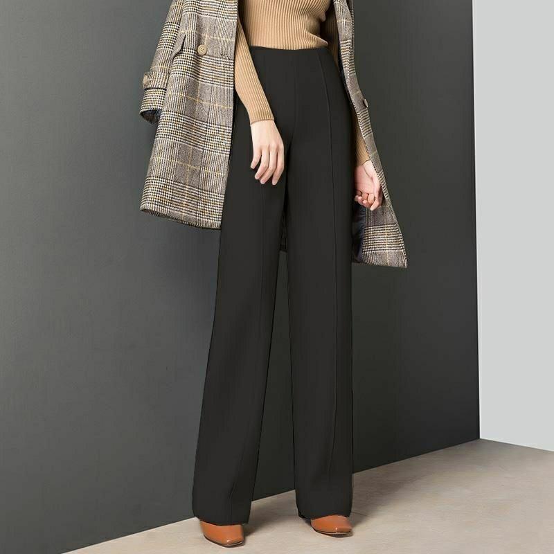 

High Waist Women s Woolen Wide Leg Pants - Autumn/Winter Casual Loose Fit S (Recommended 75-95 jin) чёрный