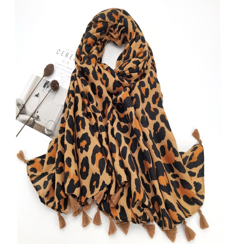 

Fashion Winter Scarf For Women Hijabs Viscose Sexy Leopard Dot Tassel Scarf Luxury Brand Blanket Wraps Female Scarves And Shawls
