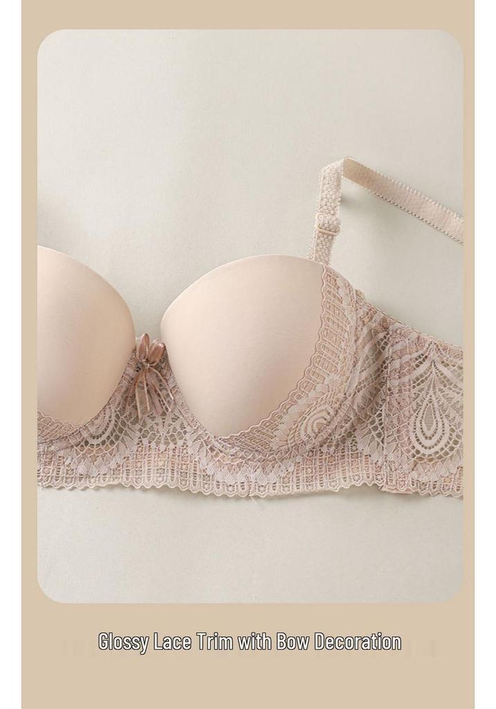 Sexy Lace Smooth Fabric Push-Up Underwire Bra with Anti-Sagging Side Support