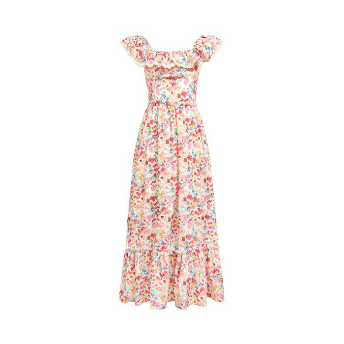 Seaside Summer Chic Floral Short Sleeve Slimming Dress Extra Large