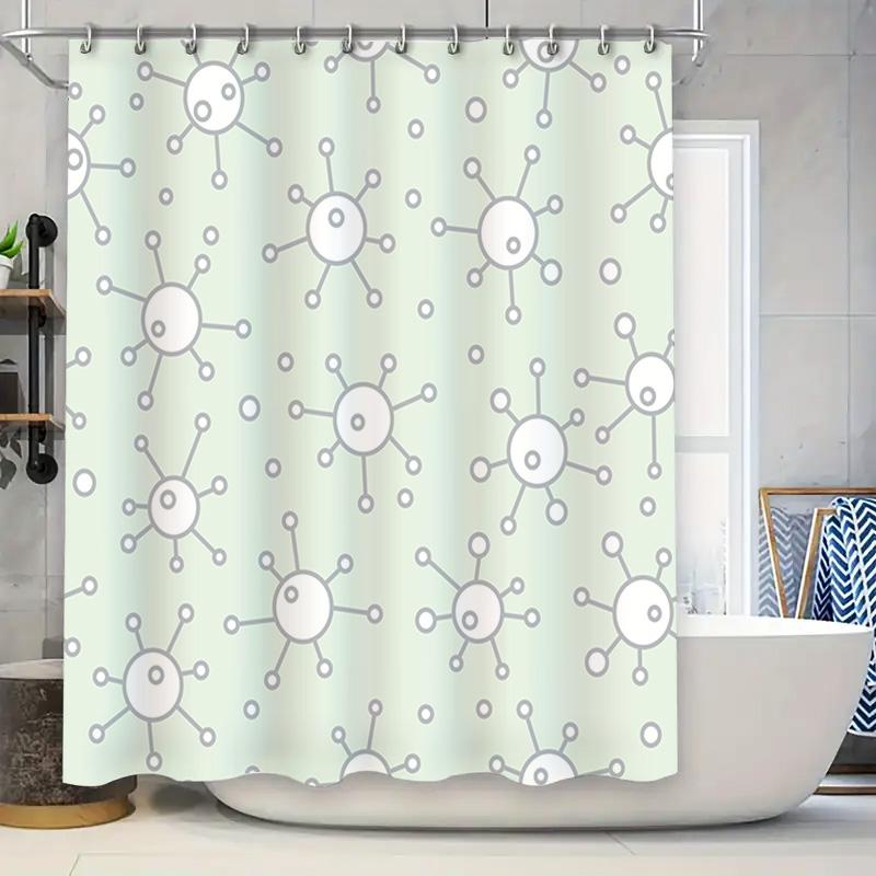 

Abstract Molecular Structure Bath Shower Curtain Waterproof Decorative Home Accessories Mint Green White Colorful Design W60H190(CM)-1 Pcs