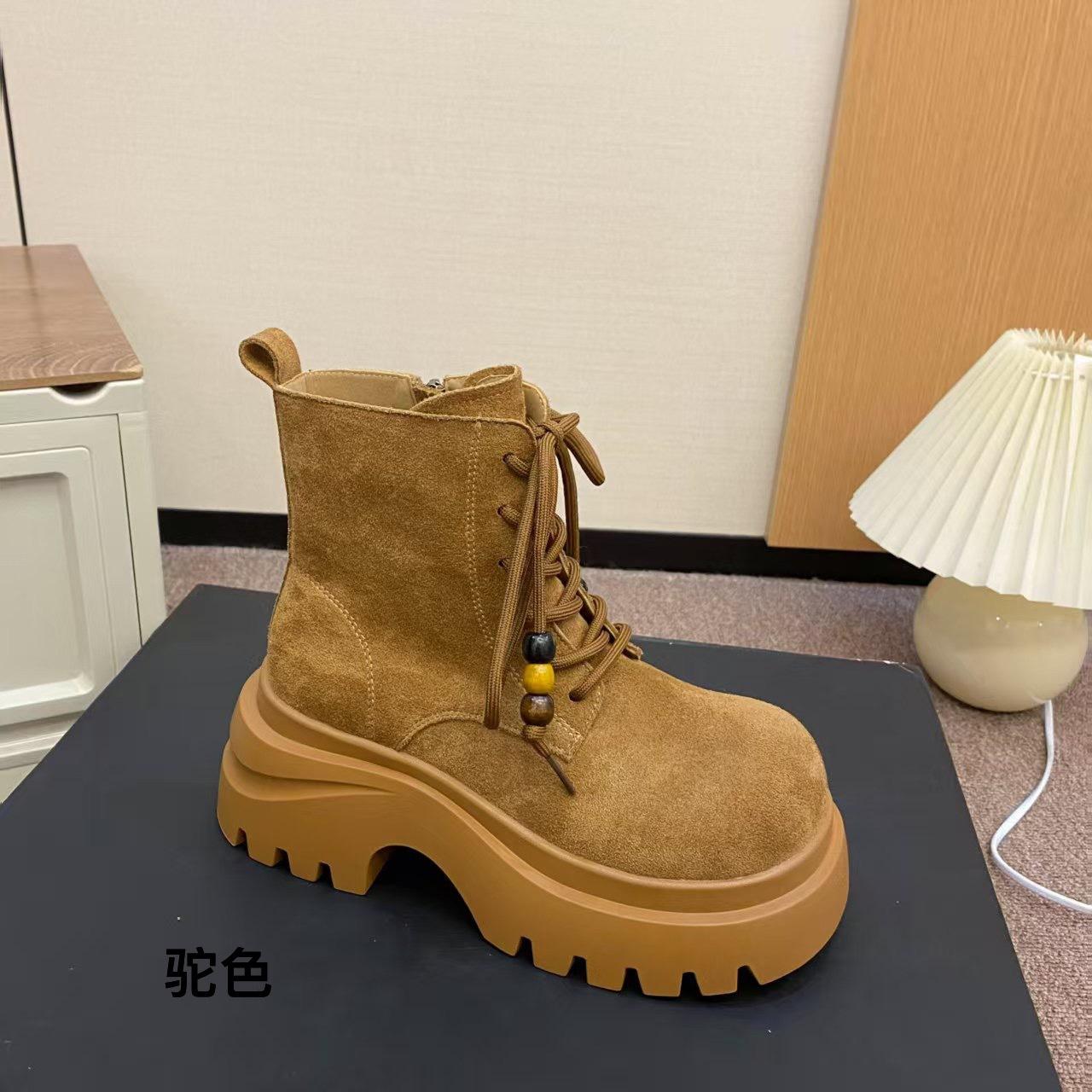 

9691-2 Британские ботинки Мартин женские лето 2025 новые ретро платформа короткие ботинки на танкетке локомотивные ботинки цвета ревеня 40 верблюд