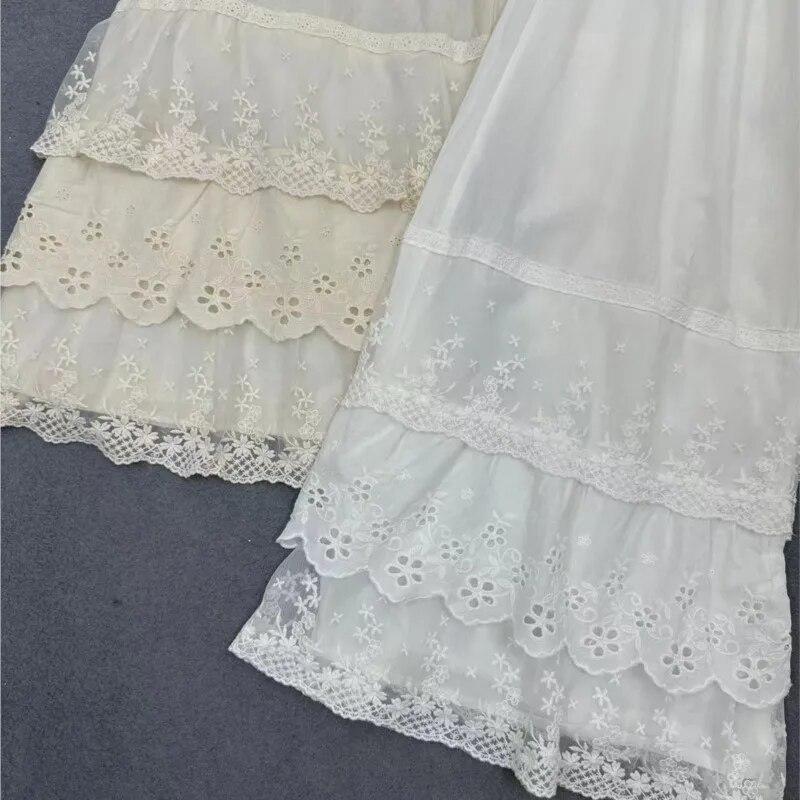 Johnature Japanese Thin Leggings Loose Women Pants Casual Elastic Waist Render Lace Wide-leg Pants Spring Summer