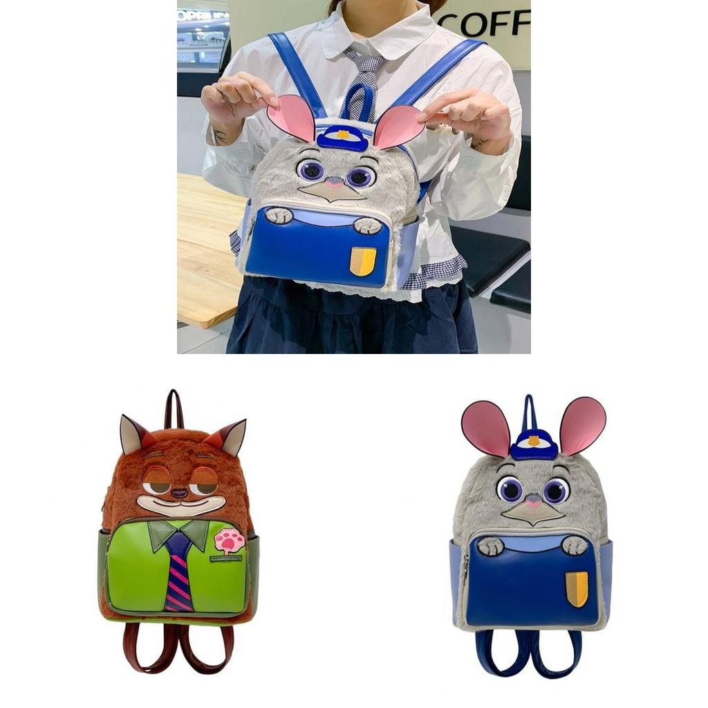 Zootopia Judy Hopps Nick Wilde Cartoon Plush Rabbit And Fox Backpack With Padded Straps For Daily Use