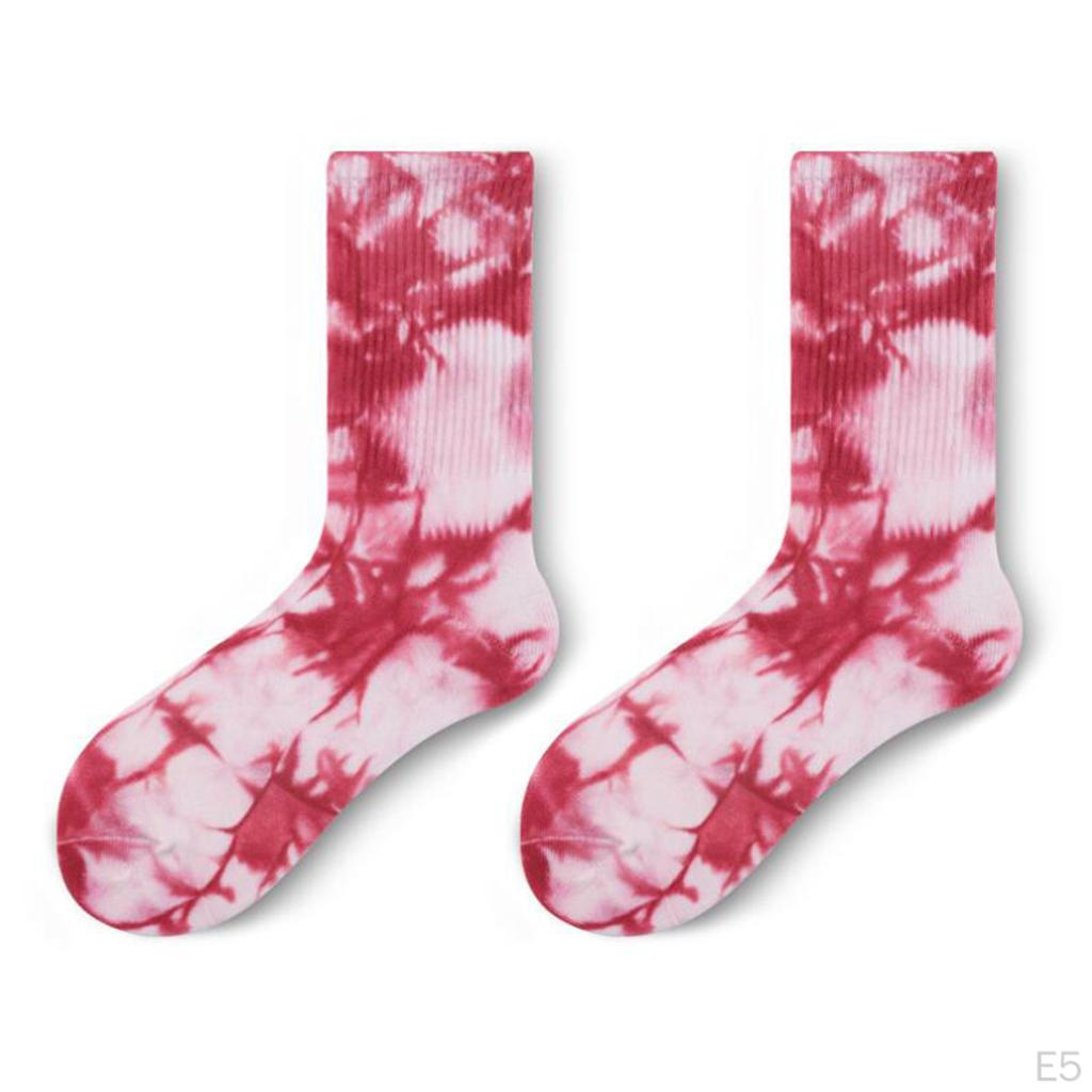 Pair Tie-dyed Crew Hipster Printed Socks