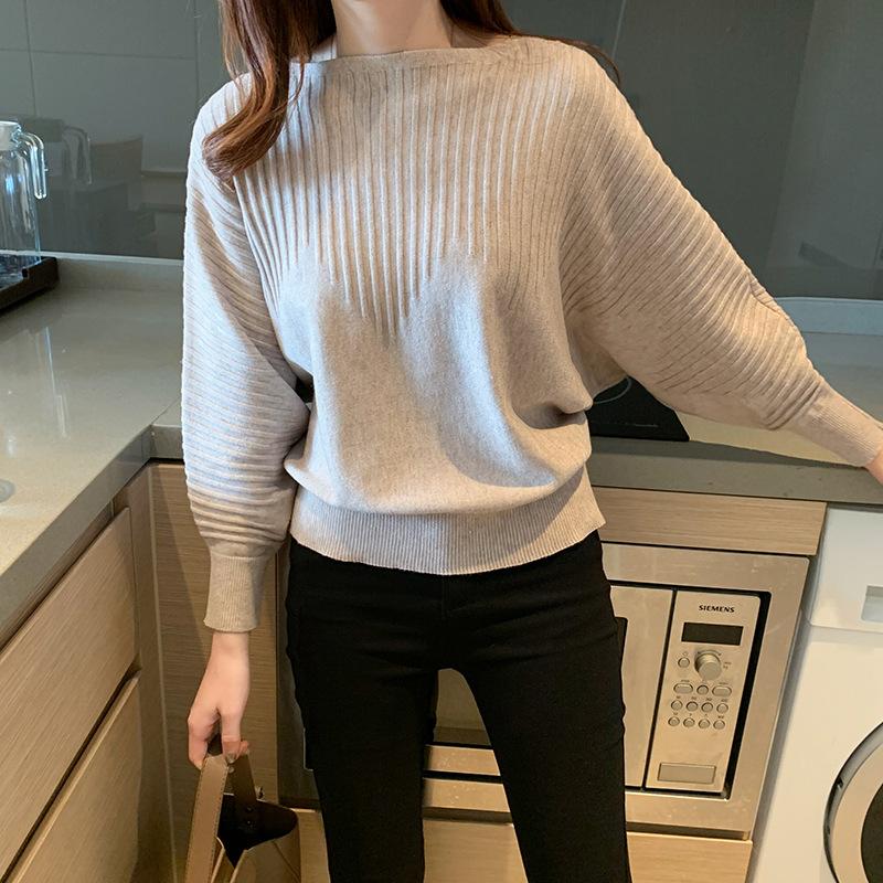 Autumn Women's Bat Sleeve Loose Short Spring Women's Sweater Knitted Bottom Top