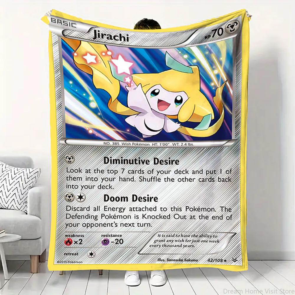 Pokemon Cartoon Kaart Pikachu Flanellen Deken Figuren Huis Bank Lunchpauze Dekens Kinderen Student Deken Slaaphoes Kinderen Cadeau