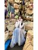 Zeng Xiaoxian Women's Irregular Blue Plaid Lace A-line Long Skirt: Summer 2025 Beachwear.