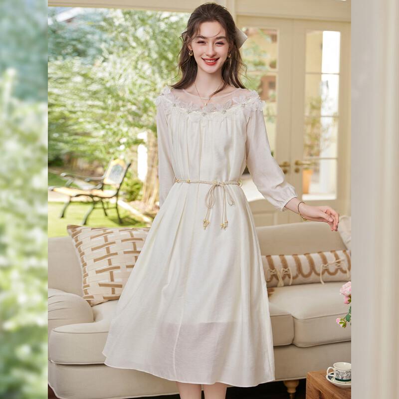 Bailuyu Women's Loose-Fit 3/4 Sleeve Round Neck Maxi Dress