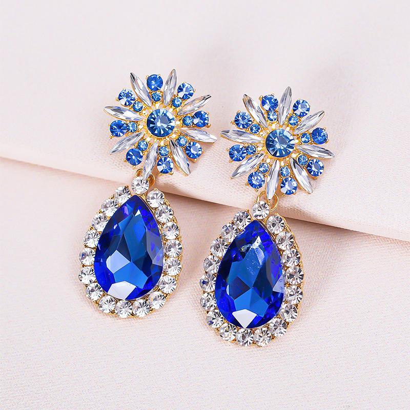 

Европейские новые великолепные синие серьги-капли для женщин, благородные свадебные серьги, роскошные модные женские украшения для вечеринки синий