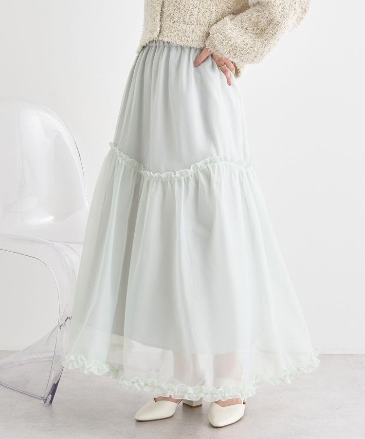 Earth Music Ecology Organza Frill Hem F & Skirt, Skirt, Women's, 01000161800, Mint,